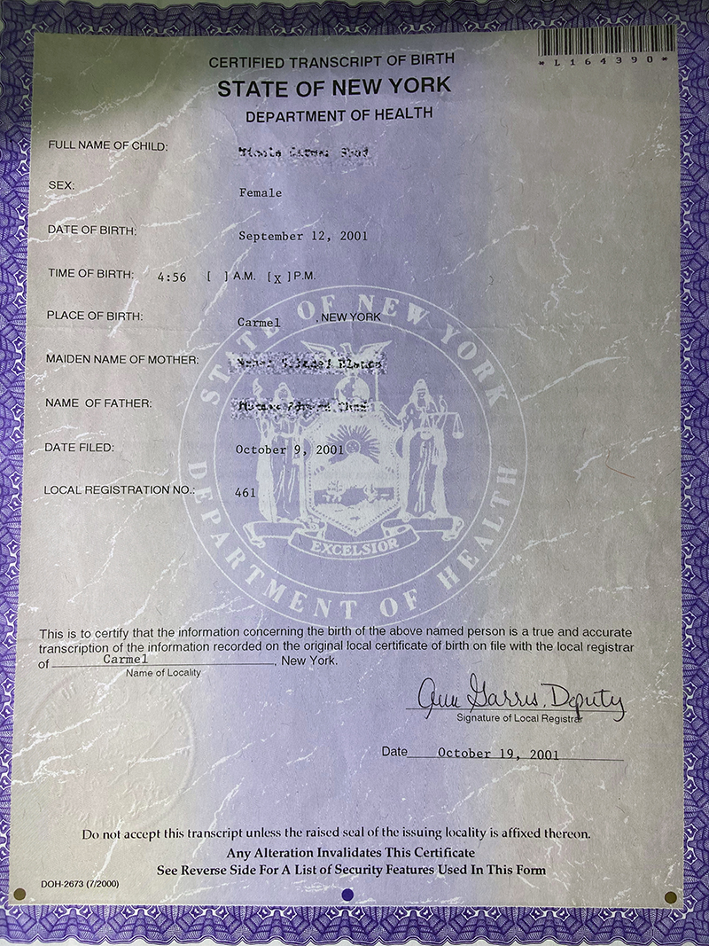 Birth Certificate with Apostille